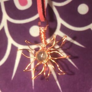 Copper Wire Sun Pendant Necklace